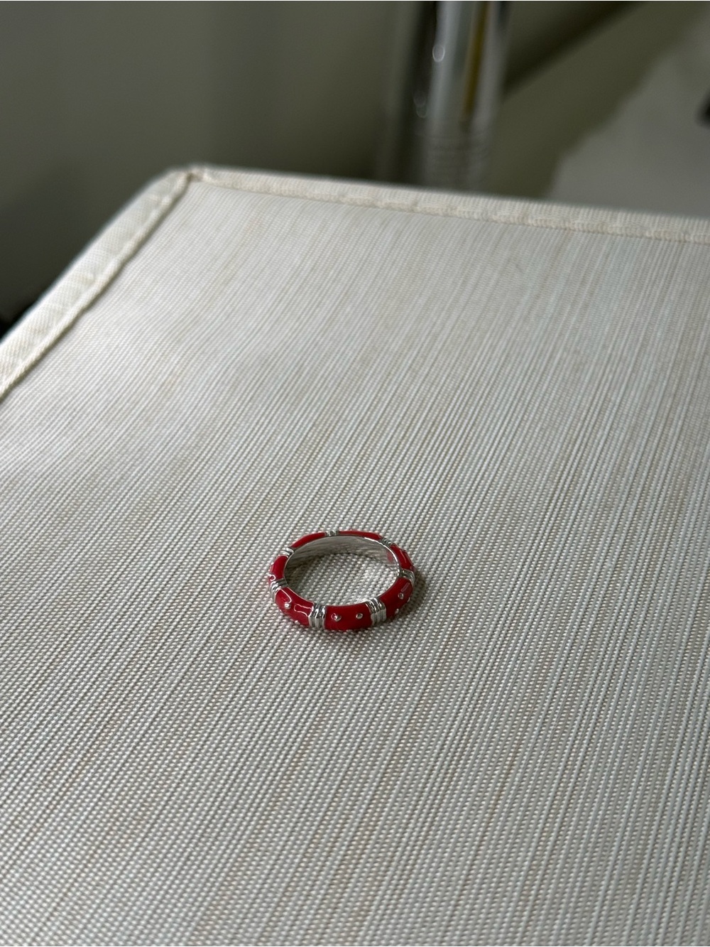 Red Beaded Accent Ring